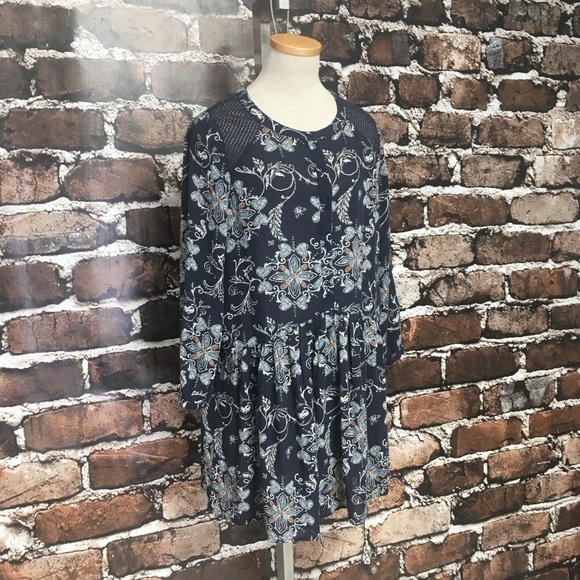 Hinge Dress Boho Floral Butterfly Blue Small - Picture 5 of 13